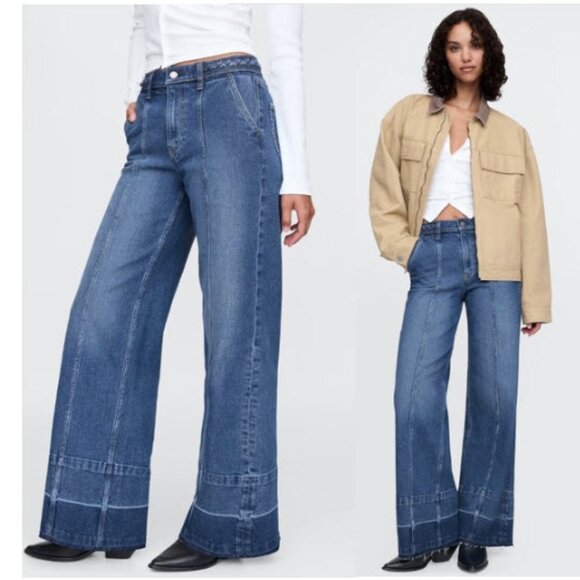 Gap High Rise Stride Wide-Leg Jeans TALL Size 32 - Picture 1 of 16